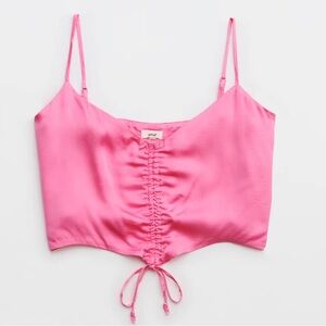 Aerie Satin Cinched Cropped Tank Top